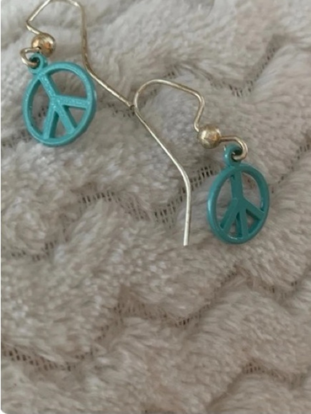 Turquoise Peace Sign Drop Earrings - Women Jewelry